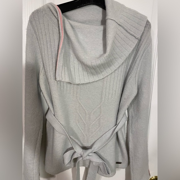 90s Koperhaus Mohair Wool Blend Belted Sweater HONG KONG MADE Vintage Blue L - Picture 3 of 11